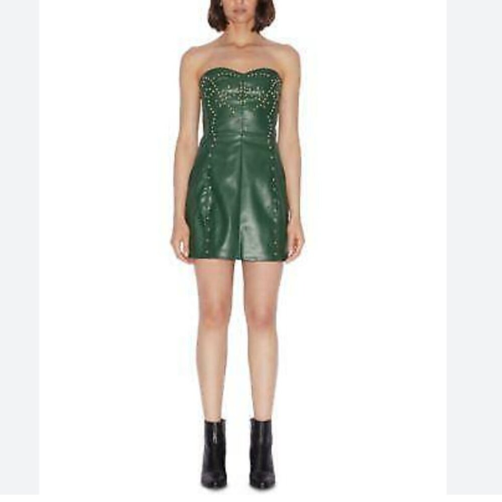 Green Armani Exchange Studded Faux Leather Dress